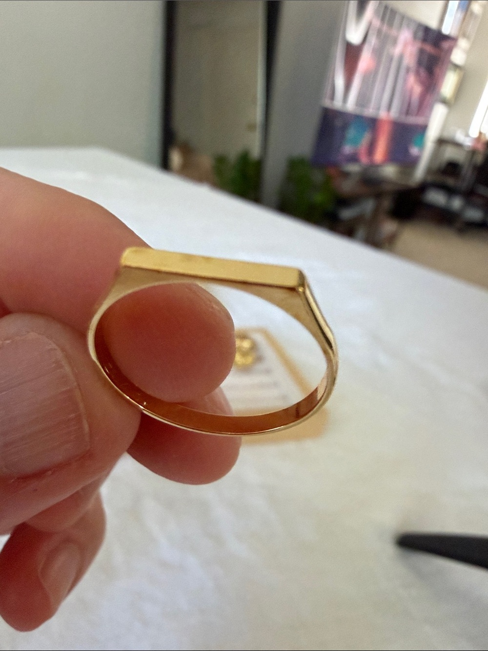 Minimalist Gold Filled Rectangular Signet Ring